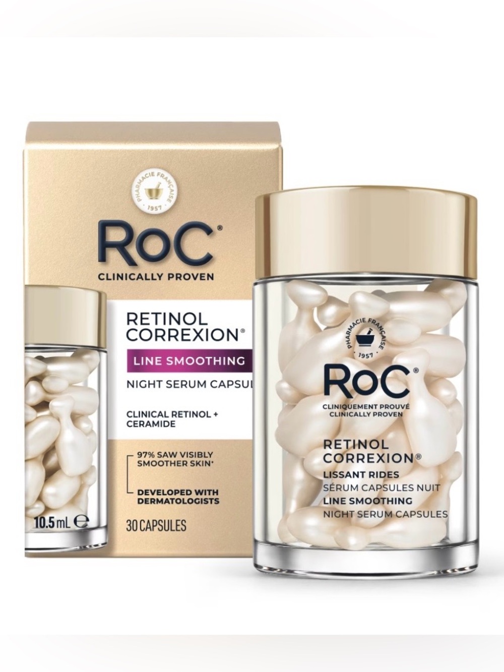 RoC Skincare - Retinol Correxion® - Line Smoothing Night Serum Capsules - 30 CT